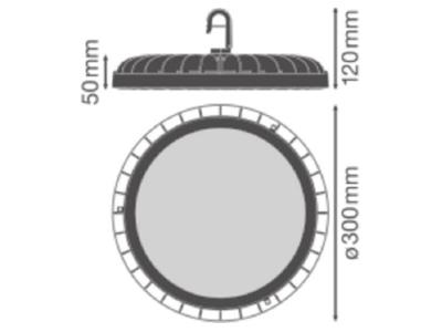 Mazeichnung LEDVANCE HBCOMPV225W840110DEG LED Hallenleuchte 840 110Gr IP65
