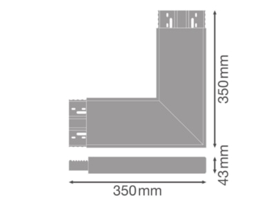 Dimensional drawing Ledvance LN INV CORNER CON WT Mechanical accessory for luminaires