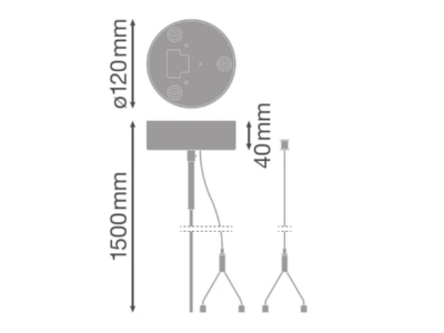Dimensional drawing Ledvance LN INV SUSP  KIT BK Rope suspension 