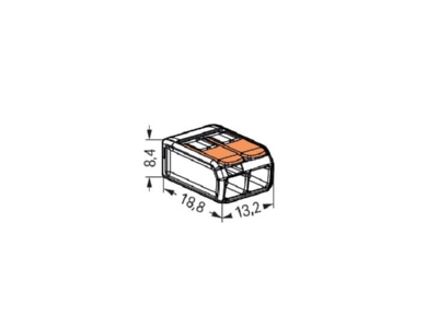 Mazeichnung WAGO 221 412 Compact Verbindungsklemme 2 Leiter bis 4mm  
