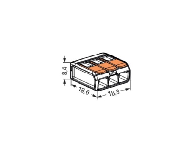 Mazeichnung WAGO 221 413 Compact Verbindungsklemme 3 Leiter bis 4mm  