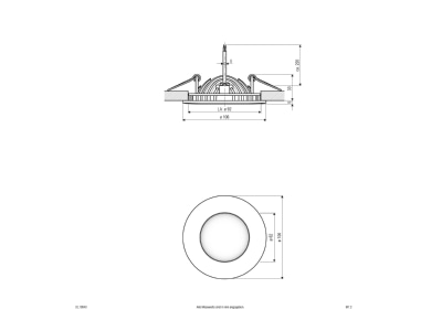 Dimensional drawing EVN DL10540 Downlight spot floodlight   P LED recessed ceiling light 4000K 350mA round white 
