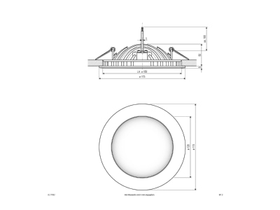 Mazeichnung EVN DL17302 P LED Deckeneinbauleuchte 3000K 350mA rund ws