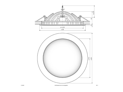 Mazeichnung EVN DL23002 P LED Deckeneinbauleuchte 3000K 350mA rund ws