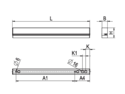 Line drawing Ridi Leuchten VLDF F124NDWS170B840 Batten luminaire 1x9W LED exchangeable
