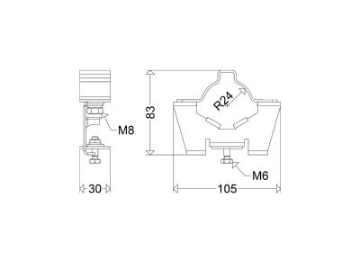 Dimensional drawing Schuch 183 RO 112 A P Mounting kit for luminaires