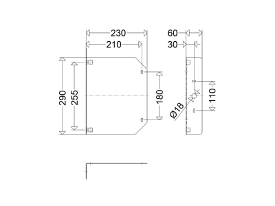 Dimensional drawing Schuch DA Supporting bracket for luminaires
