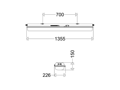 Dimensional drawing Schuch e840 12L42 Explosion proof luminaire fixed mounting
