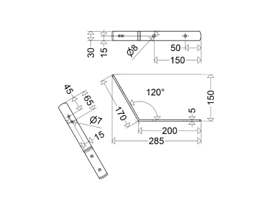 Dimensional drawing Schuch HW 60  P Mechanical accessory for luminaires
