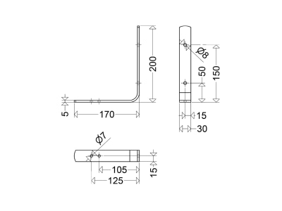 Dimensional drawing Schuch HW 90  P Mechanical accessory for luminaires