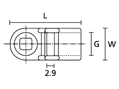 Dimensional drawing 1 Hellermann Tyton SBH3 PA6 6 BK Mounting element for cable tie
