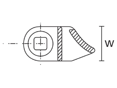 Dimensional drawing 2 Hellermann Tyton SBH3 PA6 6 BK Mounting element for cable tie
