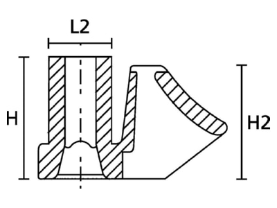 Dimensional drawing 6 Hellermann Tyton SBH3 PA6 6 BK Mounting element for cable tie