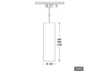 Mazeichnung LTS LEPO 5 128 4030 DALI LED Pendelleuchte 3000K DALI