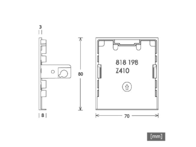 Dimensional drawing LTS LK Z 070 001 ws  VE2  End cap for luminaires LK Z 070 001 ws VE2