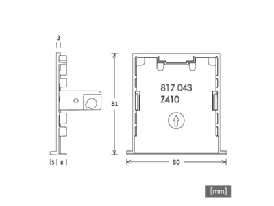 Dimensional drawing LTS LK Z 070 002 si  VE2  End cap for luminaires LK Z 070 002 si VE2