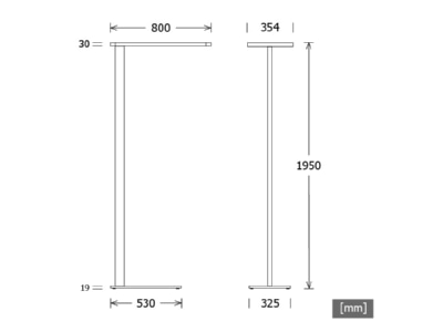 Dimensional drawing LTS PIANOS0800840SENS sw LED floor lamp 4000K sensor black 