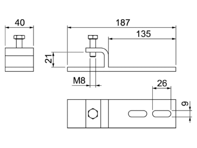 Dimensional drawing 2 OBO BFK 187 33 A2 Mounting angle bracket for profile rail BFK 187 33VA4301