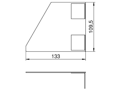 Dimensional drawing 2 OBO GEK SEL133110RW End piece for device mount wireway