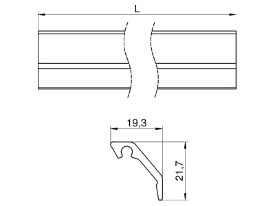 Dimensional drawing 1 OBO KG2EL 3 0m Fin for device mount wireway
