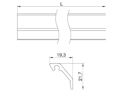 Dimensional drawing 2 OBO KG2EL 2 0m Fin for device mount wireway