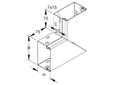 Ma�zeichnung Niedax LEWC 60 060 Flachwinkel  90 Grad