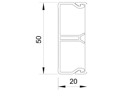 Dimensional drawing 1 OBO WDK N20050CW Wireway 50x20mm RAL9001

