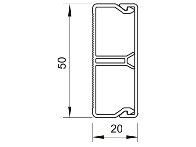 Dimensional drawing 2 OBO WDK N20050CW Wireway 50x20mm RAL9001