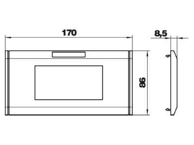 Dimensional drawing 1 OBO S990 AR2 RW Frame 2 gang white
