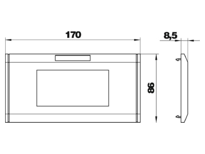 Dimensional drawing 2 OBO S990 AR2 RW Frame 2 gang white