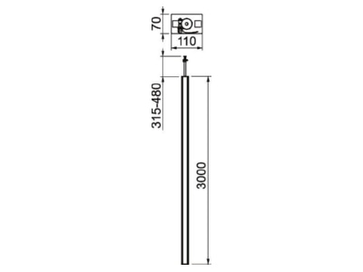 Dimensional drawing 1 OBO ISS70110EL Installation column 3300   3500mm
