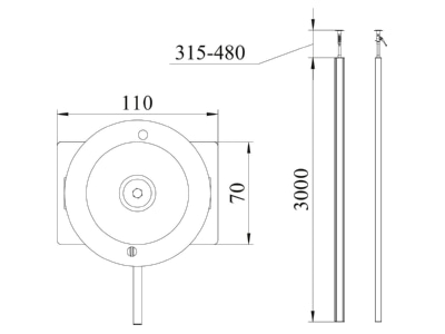 Dimensional drawing 2 OBO ISS70110EL Installation column 3300   3500mm