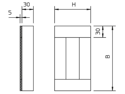 Dimensional drawing 1 OBO BSK E091026 End piece for fire resistant duct
