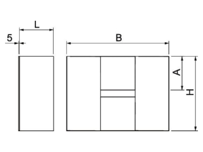 Dimensional drawing 1 OBO BSK E120506 End piece for fire resistant duct
