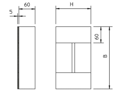 Dimensional drawing 2 OBO BSK E120506 End piece for fire resistant duct