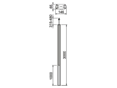 Dimensional drawing 1 OBO ISST70140EL Installation column 3300   3500mm
