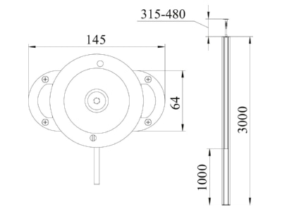Dimensional drawing 2 OBO ISST70140EL Installation column 3300   3500mm