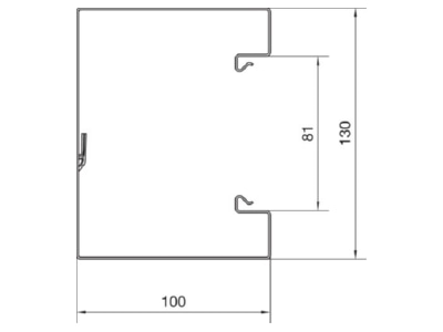 Dimensional drawing 1 Tehalit BRS 1001301 rws Wall duct 130x100mm RAL9010
