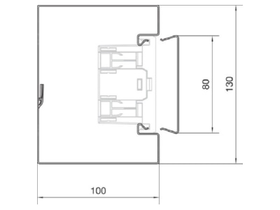 Dimensional drawing 2 Tehalit BRS 1001301 rws Wall duct 130x100mm RAL9010