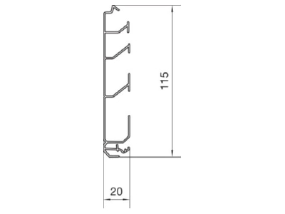 Dimensional drawing 1 Tehalit SL 201151 sw Baseboard wireway base 115x20mm
