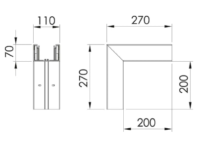 Dimensional drawing 2 OBO GK A70110CW Outer corner for device mount wireway