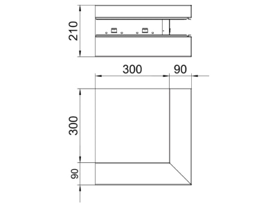 Dimensional drawing 1 OBO GS AA90210RW Outer corner for device mount wireway
