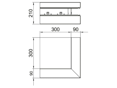 Dimensional drawing 2 OBO GS AA90210RW Outer corner for device mount wireway