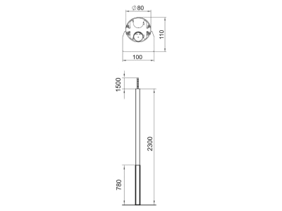 Dimensional drawing 1 OBO ISS110100FEL Installation column 2300mm
