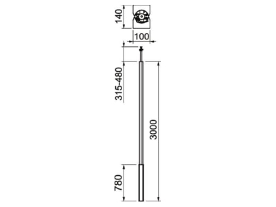 Dimensional drawing 1 OBO ISS140100REL Installation column 3300   3500mm

