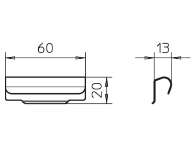 Dimensional drawing 1 OBO TSGV A2 Clamp for separation plate cable support TSGV VA4310
