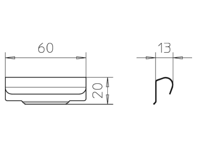 Dimensional drawing 2 OBO TSGV A2 Clamp for separation plate cable support TSGV VA4310
