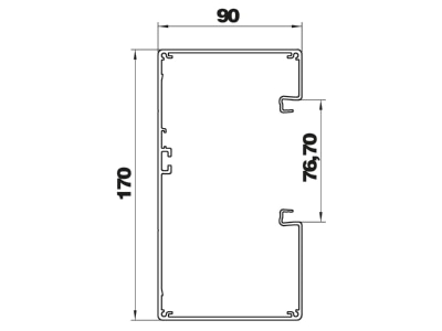 Dimensional drawing 1 OBO GA A90170EL Wall duct 170x90mm
