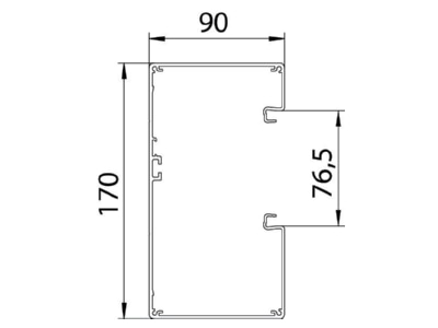 Dimensional drawing 2 OBO GA A90170EL Wall duct 170x90mm
