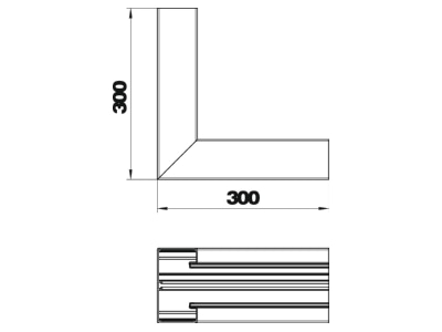 Dimensional drawing 1 OBO GA SI70130RW Inner corner for device mount wireway
